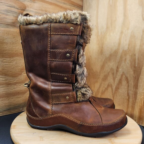 The North Face Abby Women Leather Lace Up Winter Snow Boots - Picture 1 of 10
